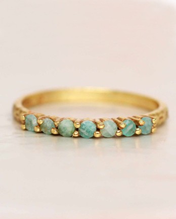 GG-ring size 54 amazonite 6 stones 2mm hammered gold plated