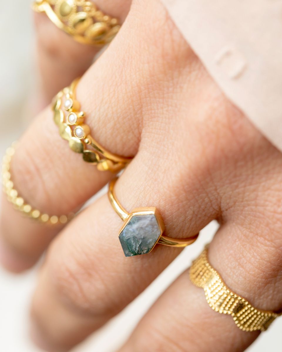 g ring size 56 fancy diamant labradorite gold plated