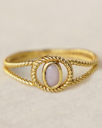 G - Ring size 56 pink opal g. pl. G - Ring size 56 pink opal g. pl.