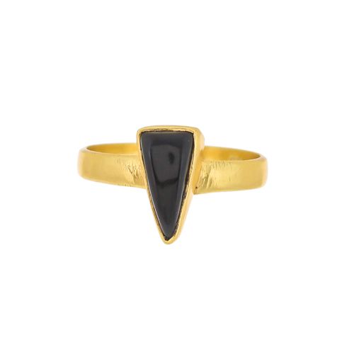 g ring size 56 shark shape black agate gold plated