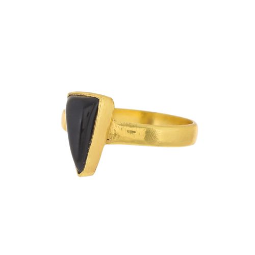 gg ring size 56 shark shape black agate gold plated