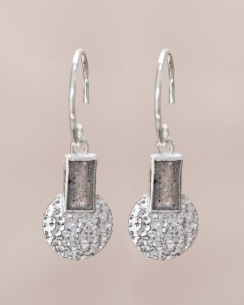 GG - Earring Adia hanging 2x4mm labradorite with coin