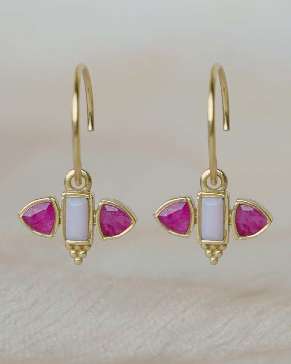 gg earring hanging ruby pink opal opposite