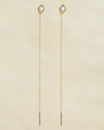 GG - Earring Q’ero stone 3mm round 7cm chain