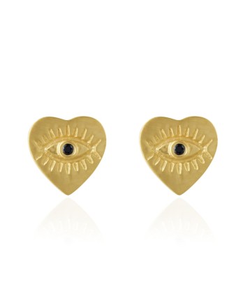 GG - Earring stud sapphire in small heart with eye g.pl GG - Earring stud sapphire in small heart with eye g.pl