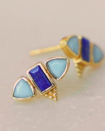 GG - Earring stud turquoise + lapis lazuli opposite