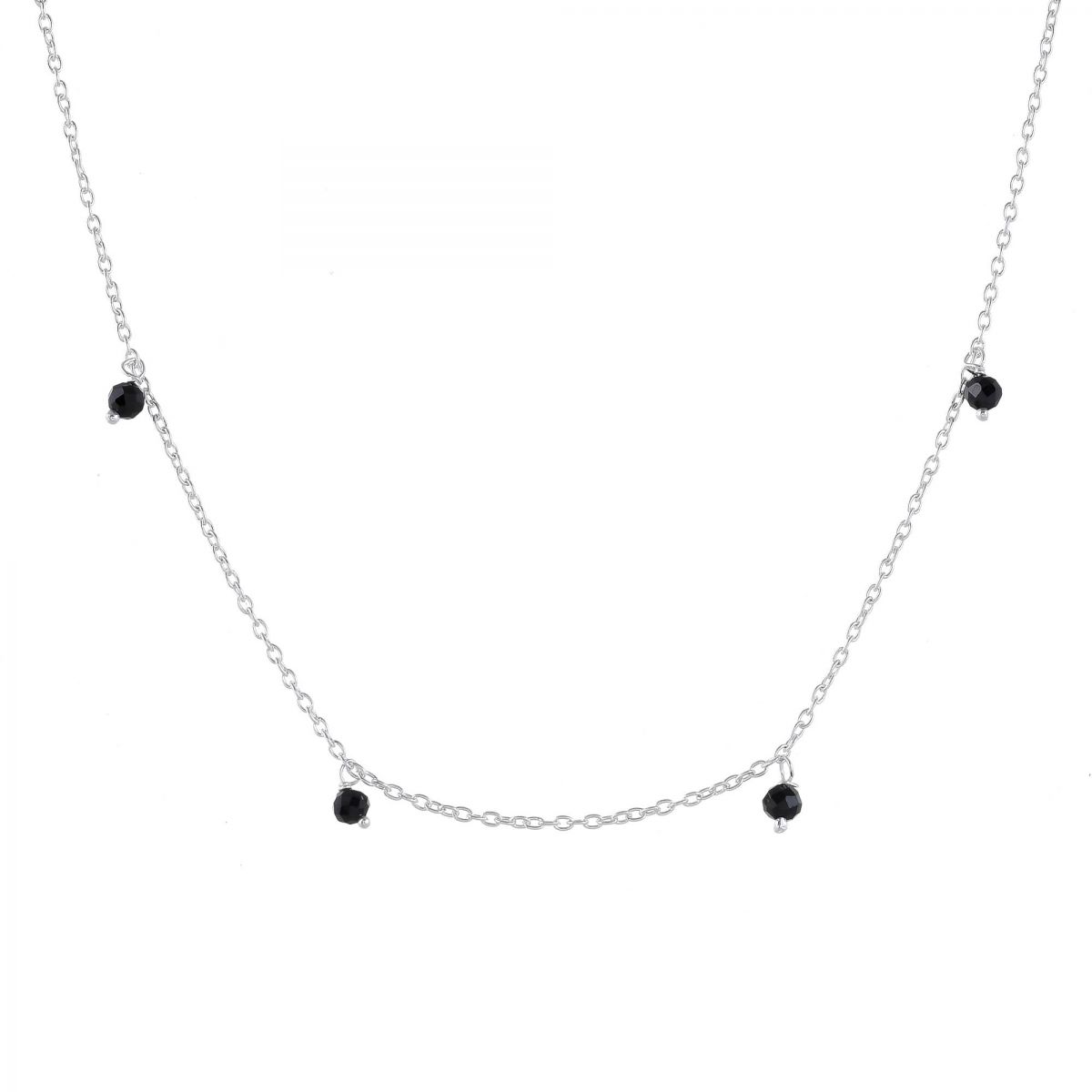 hh collier 3mm black agate beads 90cm