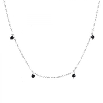 H-collier 3mm black agate beads 90cm