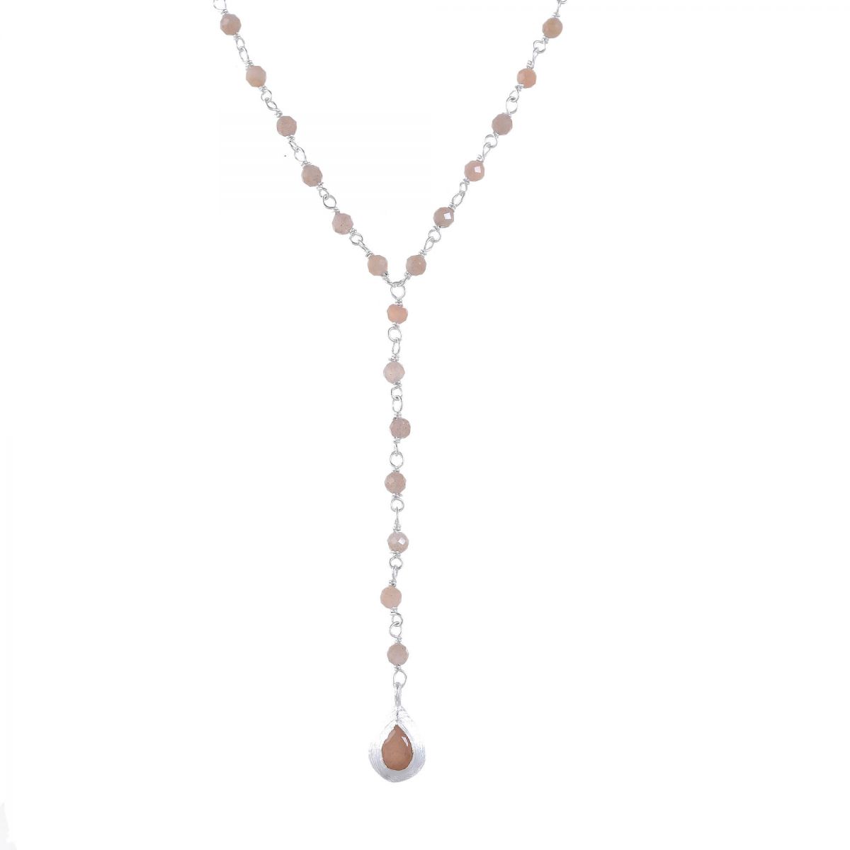 hh collier peach moonstone beads with drop