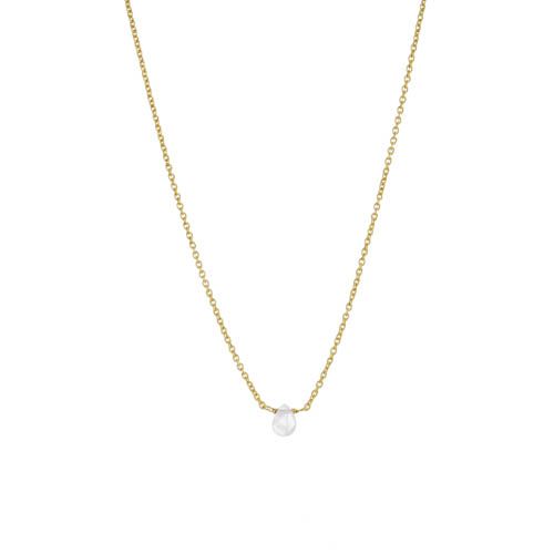 hh collier white moonstone drop and 2mm pearl gold plated