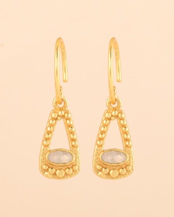 Earring hanging with 2x4mm oval stone