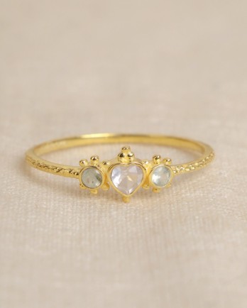 H - Ring Guarani stone 3x3mm heart