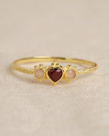H - Ring Guarani size 54 red jasper 3x3mm heart g.pl