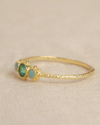 H - Ring Guarani size 56 green agate 3mm round g.pl H - Ring Guarani size 56 green agate 3mm round g.pl