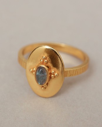 H- ring size 52 15x10 old timer labradorite gold plated