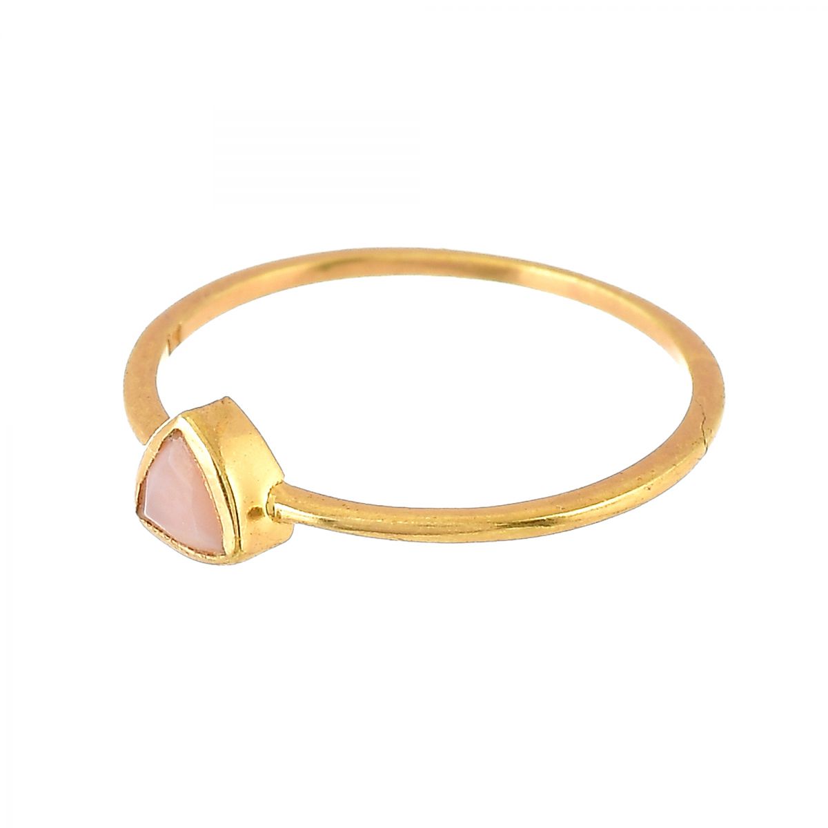 h ring size 54 triangle pink opal set of 2 gold plated