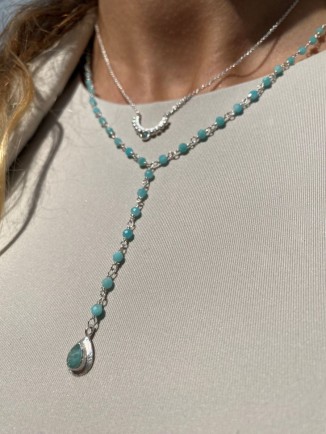 HH - collier amazonite beads with drop