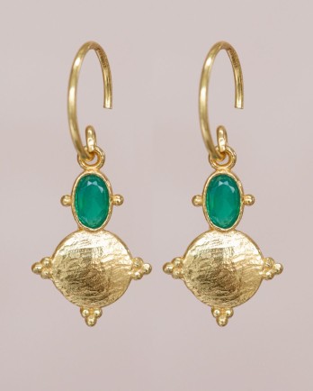 HH - Earring Aline hanging oval vert. coin dots