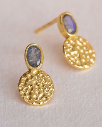 HH - Earring Aline stud oval labradorite vertical coin g.pl.