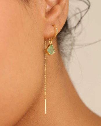 HH - Earring pull through Hmong stone 8x8mm kite