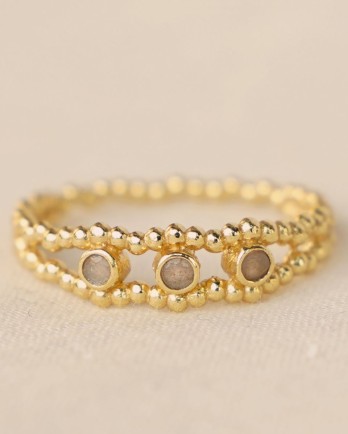 HH - Ring size 50 peach m.stone 2mm triple and wave g. pl. HH - Ring size 50 peach m.stone 2mm triple and wave g. pl.