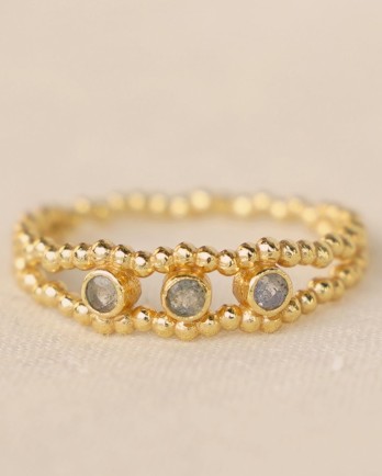 HH - Ring size 58 labradorite 2mm triple and wave g. pl.