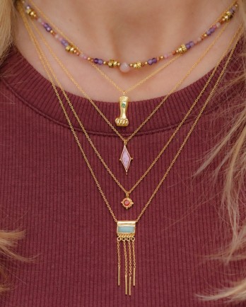 I - Collier 45cm Guarani red agate 3mm round g.pl