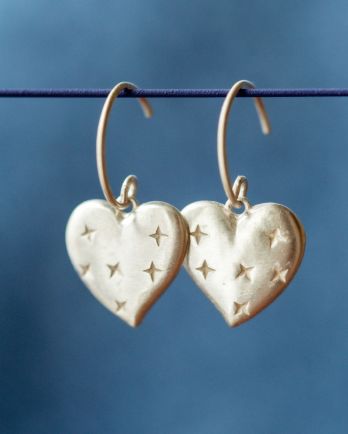 I - Earring hanging Amalthea big heart with stars