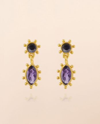 I - Earring stud Corvus amethyst 2,5x5mm marquise g.pl