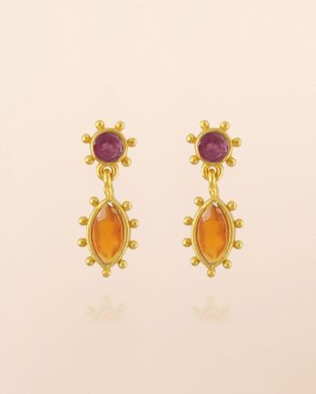 I - Earring stud Corvus red agate 2,5x5mm marquise g.pl