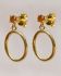 II - Earring tiger eye circle smooth gold plated