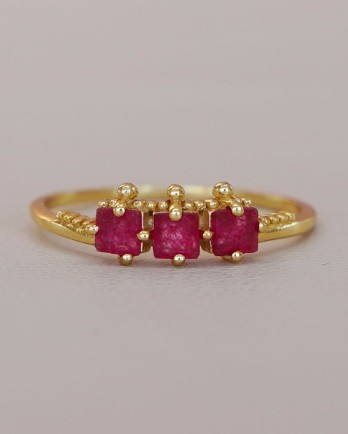 I - Ring Adelise size 54 square trio 3mm dark ruby g.pl