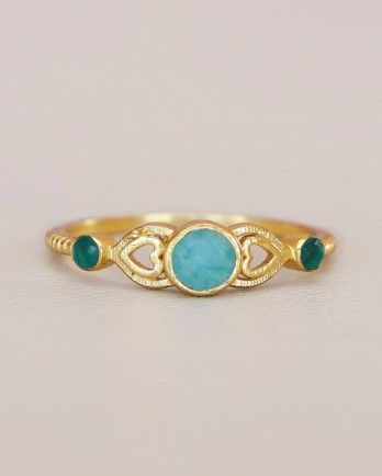 I - Ring Adorle size 52 amazonite+gr. agate hearts g.pl I - Ring Adorle size 52 amazonite+gr. agate hearts g.pl