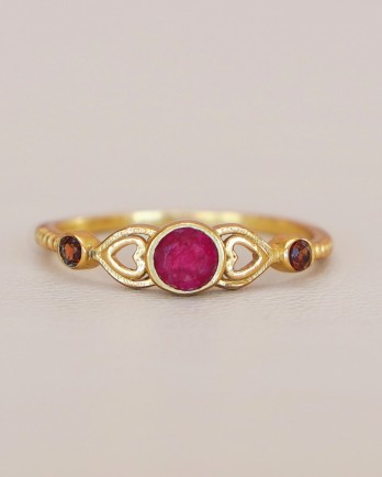 I - Ring Adorle size 52 ruby+garnet hearts g.pl I - Ring Adorle size 52 ruby+garnet hearts g.pl