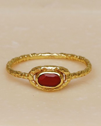 Ring hammered + 3 oval stones Ring hammered + 3 oval stones