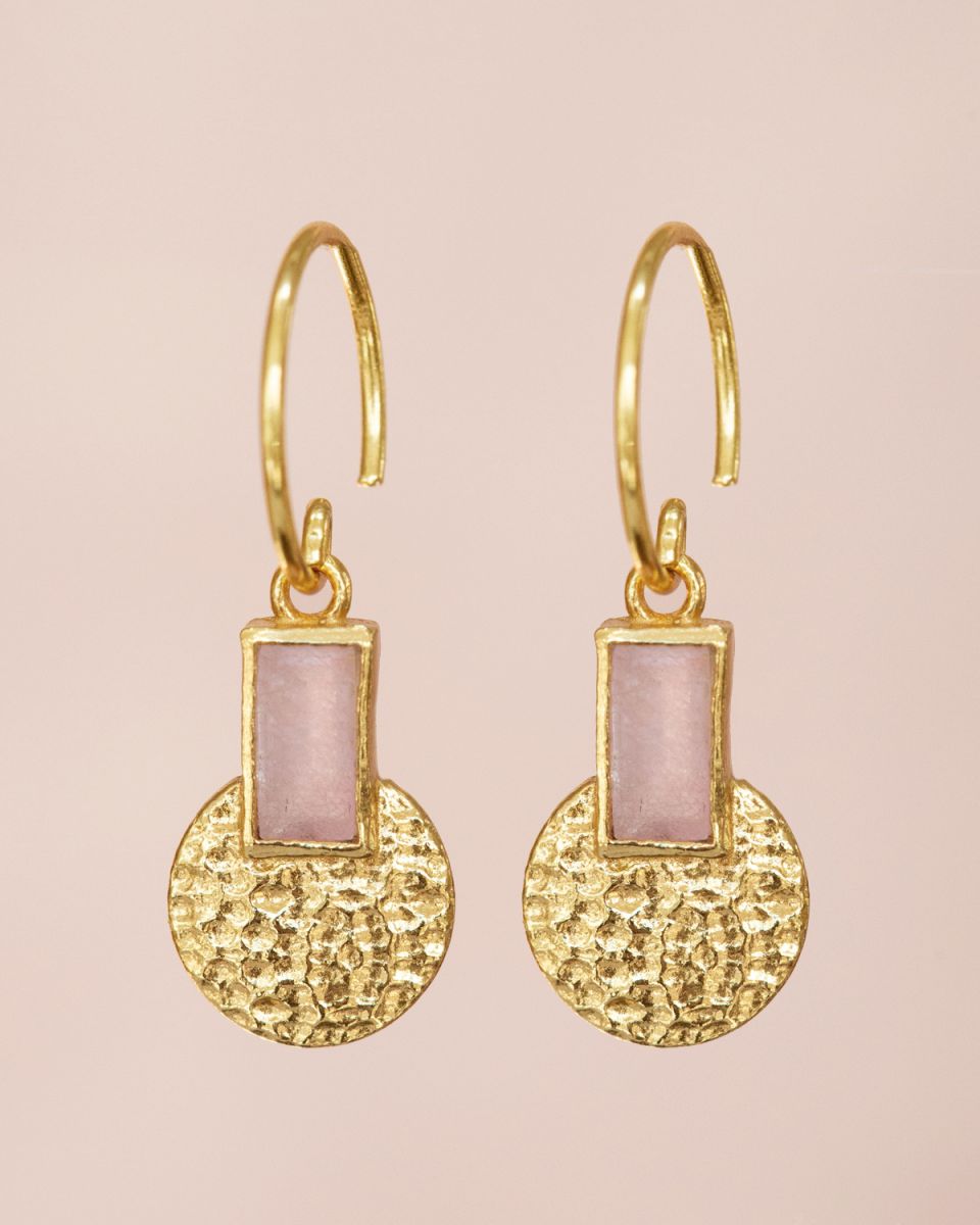 ii earring adia hanging 2x4mm rose q with coin gpl