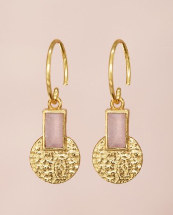 II - Earring Adia hanging 2x4mm rose q. with coin g.pl.