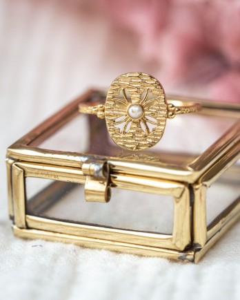 II - Ring Rhododendron flower with 2mm round pearl g.pl