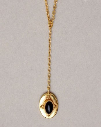 K - collier 12x8 old timer y black agate gold plated