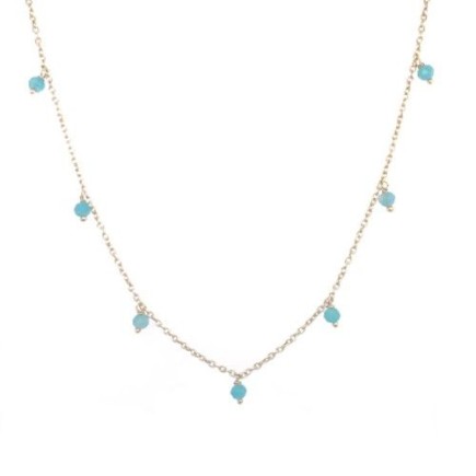 K - collier 3mm amazonite beads 45cm gold plated