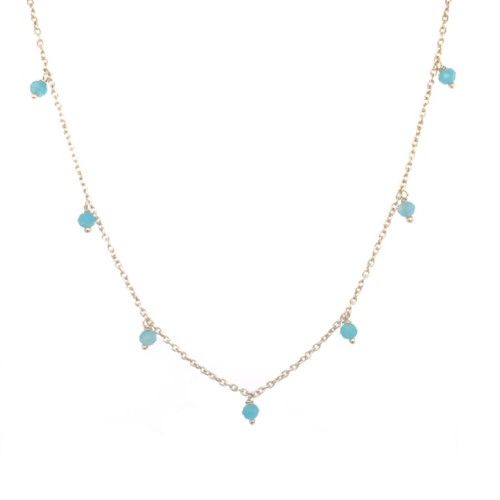 k collier 3mm amazonite beads 45cm gold plated