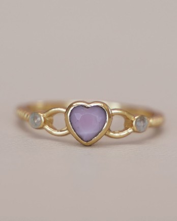 J - Ring Adorle size 52 heart pink opal+labradorite g.pl