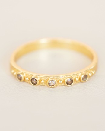 J - Ring Arcene size 58 5 stones 1,5mm sm. quartz g.pl