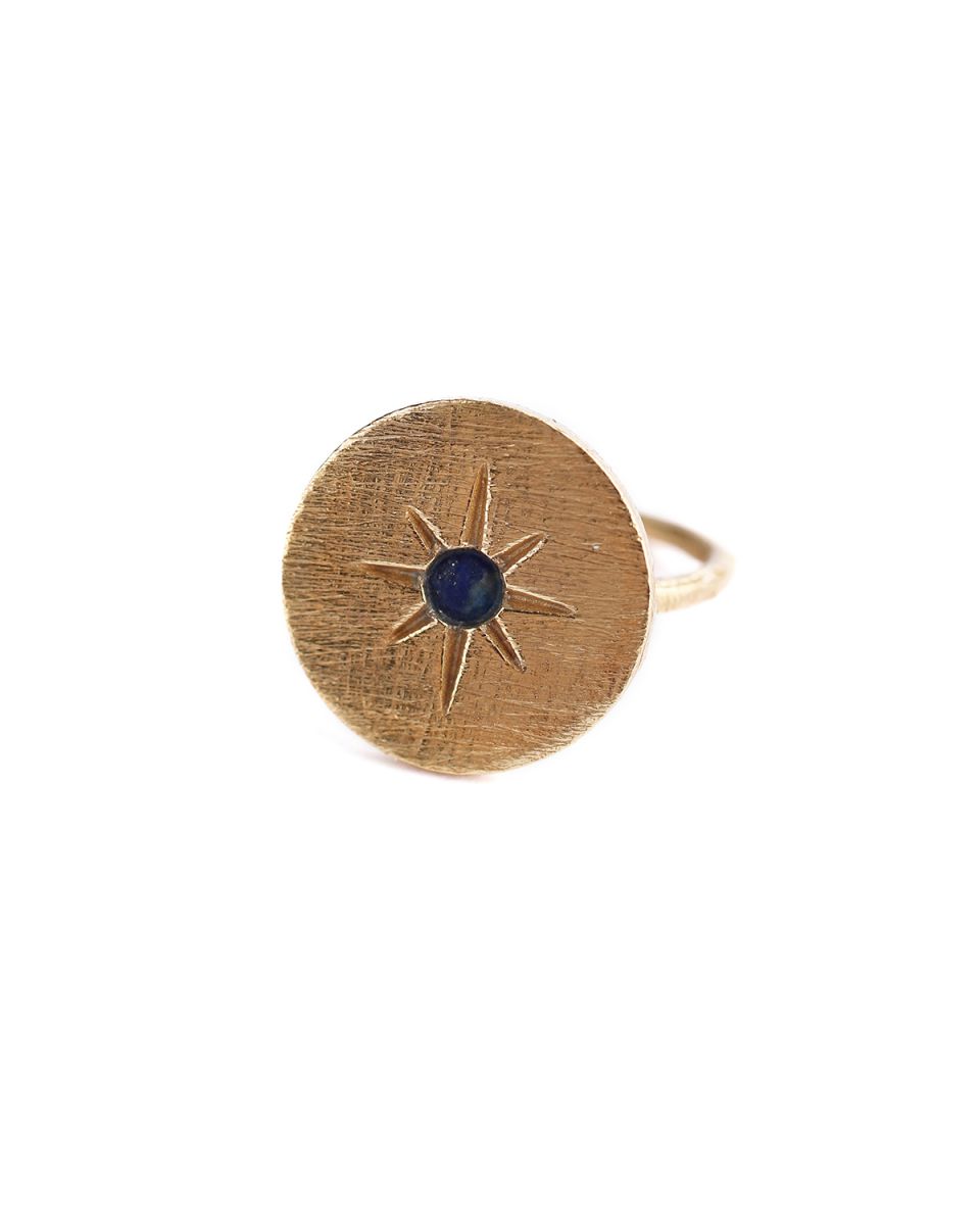 k ring size 52 star round lapis gold plated