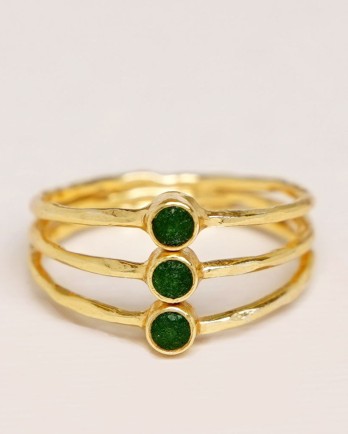 J - Ring size 56 green zed mono rounds on triple band gold p
