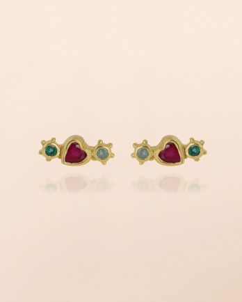 JJ - Earring stud Carme ruby 3mm heart g.pl