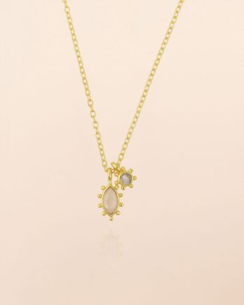 K - Collier 45cm Corvus peach moonst. 2,5x5mm marquise g.pl