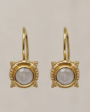 Earrings ice with round gem stone
