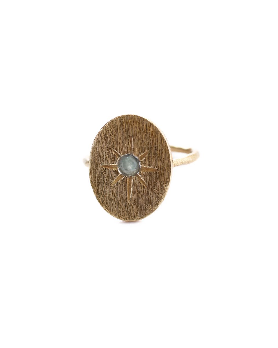 l ring size 52 star oval amazonite gold plated