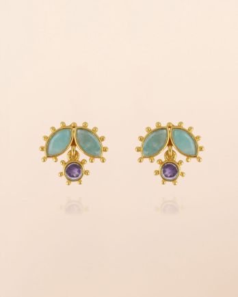 KK - Earring stud Corvus amazonite 2,5x5mm marquise g.pl
